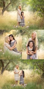 sesión de fotos de hermanas en el campo